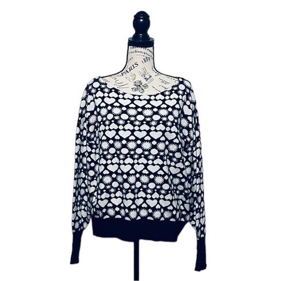 Anthropologie Maeve Boatneck Sweater Hearts - Picture 1 of 9